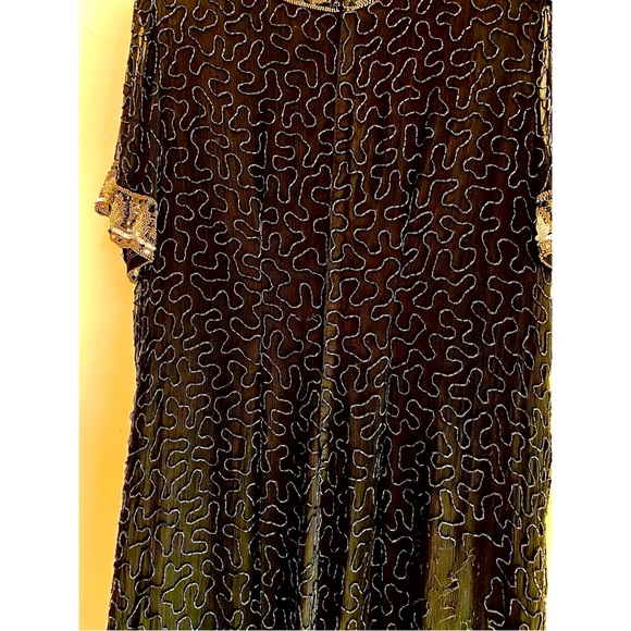 Vintage Beaded Cocktail Dress, 100% Black Silk, Beads & Sequins,by L Kazar,NY,2X - Picture 6 of 14